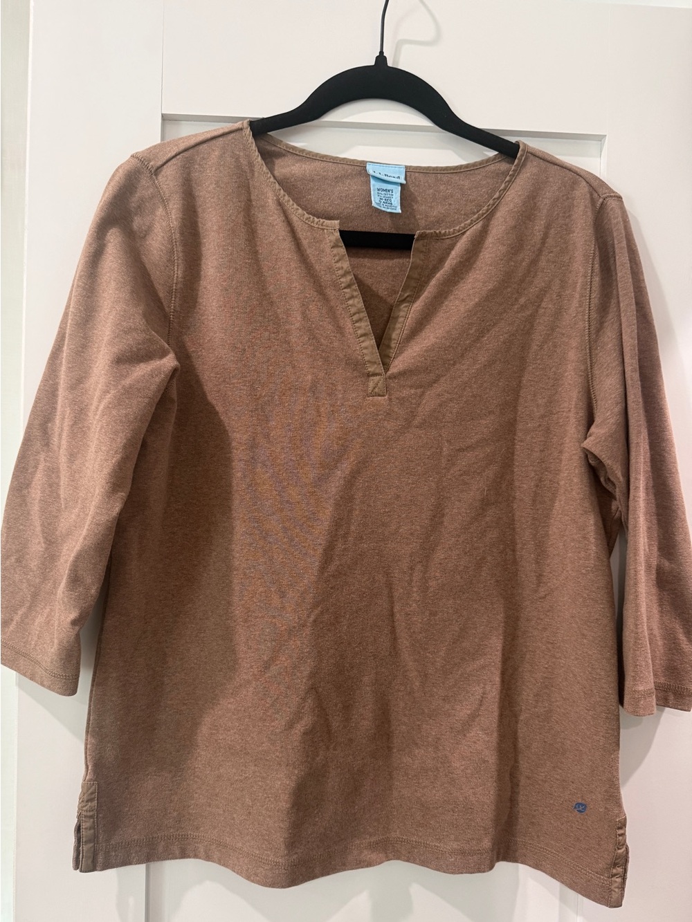 L.L. Bean Women's Notch-Neck Long Sleeve Tee - Brown